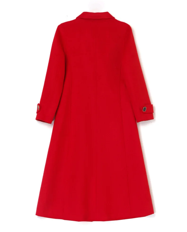 New high-quality wool coat long single-breasted black red navy blue jacket with lining