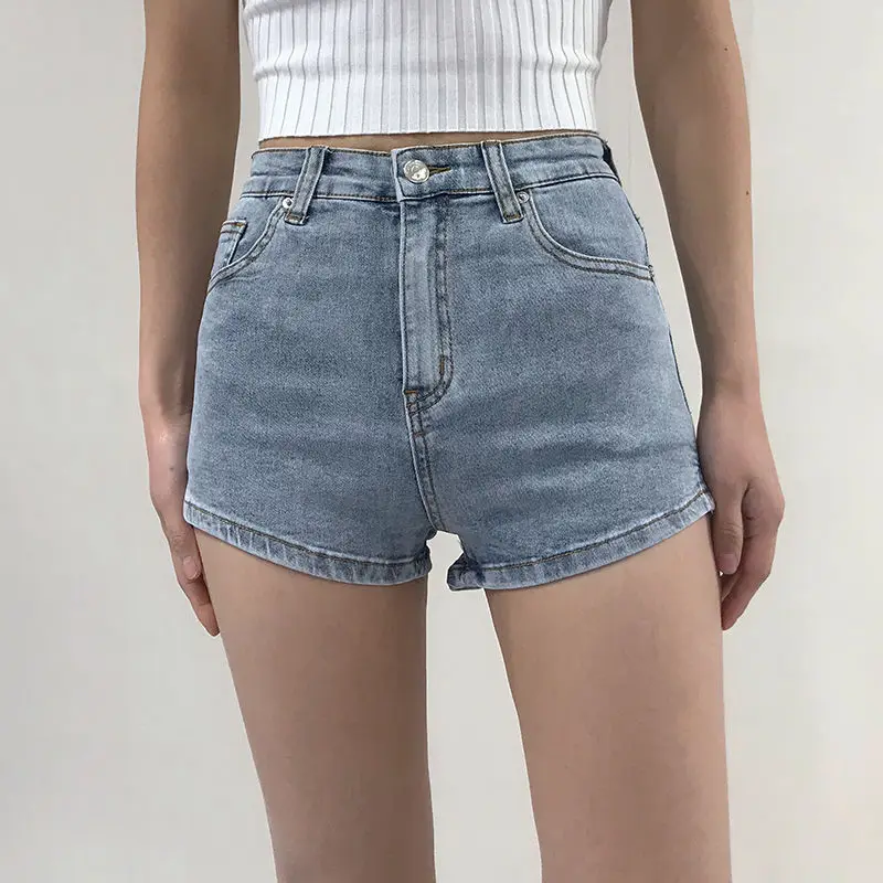 2024 New Hot Summer Jean High-waist Denim Shorts Casual Loose Oversized Elastic Korean Style Women Short