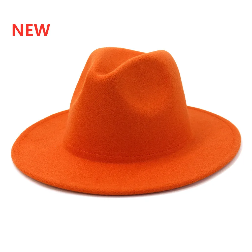 Sombrero Fedora clásico británico para hombre, sombrero de fieltro de lana naranja para invierno, moda de Jazz, venta al por mayor, nuevo, 2020