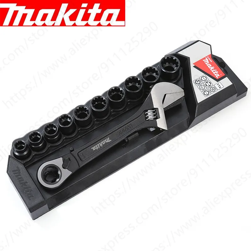 Makita B-65458 11 pçs reversível ajustável chave + spline soquetes para dtw190 dtw251 dtw285 dtw181 dtw100 dtw450