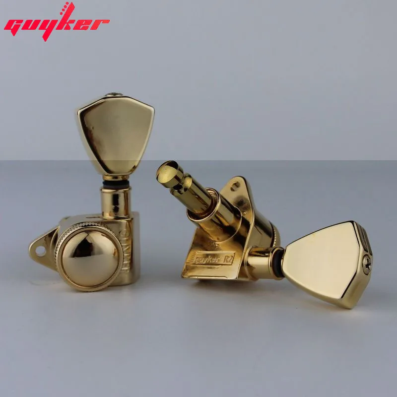 GUYKER 3R3L Tuners Guitar Models Rear lock string Electric Guitar Machine Heads Trapezium Button Gold