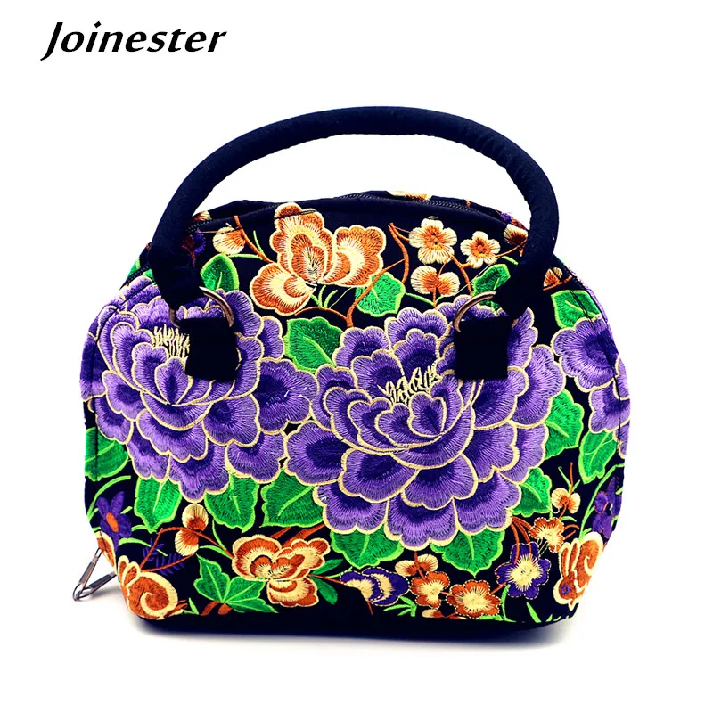 

Floral Embroidered Women Small Handbag Vintage Purses for Ladies Canvas Casual Zipper Tote Bags Woman Easy Outing Cellphone Bag