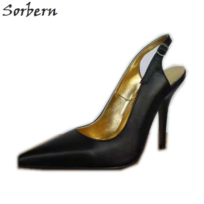 

Sorbern Sexy Slingbacks Women Shoes Pointy Toe High Heel Stilettos Office Ladies Casual Genuine Leather Size 13 High Heels