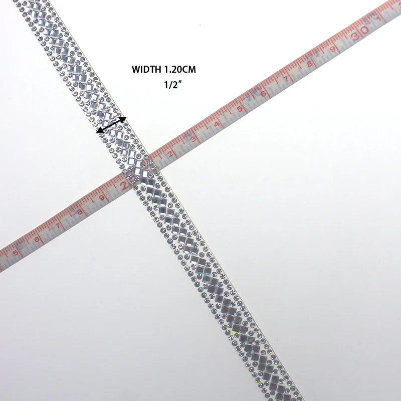 Rhinestone Silver Glass Ribbon, Crystal Motif Lace Trim Tape, Heat Transfer Decorative Shoes, Clothing Accessories, YY010