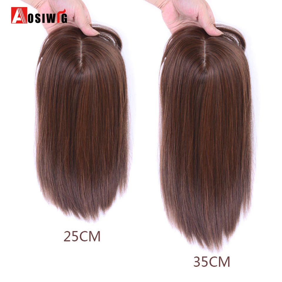 Long Straight Topper Hair Piece With Bangs Invisible Seamless Clip Overhead Toupee Invisible Replacement block Cover White Hair