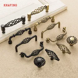 KK&FING Vintage Bronze Black Cabinet Handles Hollow Out Birdcage Handles Drawer Knobs Cupboard Door Pulls Furniture Hardware