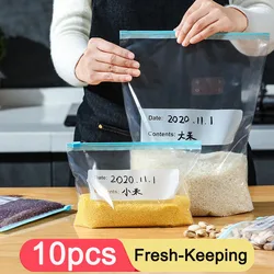 10 pçs reutilizável fresco zíper saco para alimentos sacos de plástico frutas vegetais sacos ziplock comida saco de armazenamento de alimentos cozinha organizador