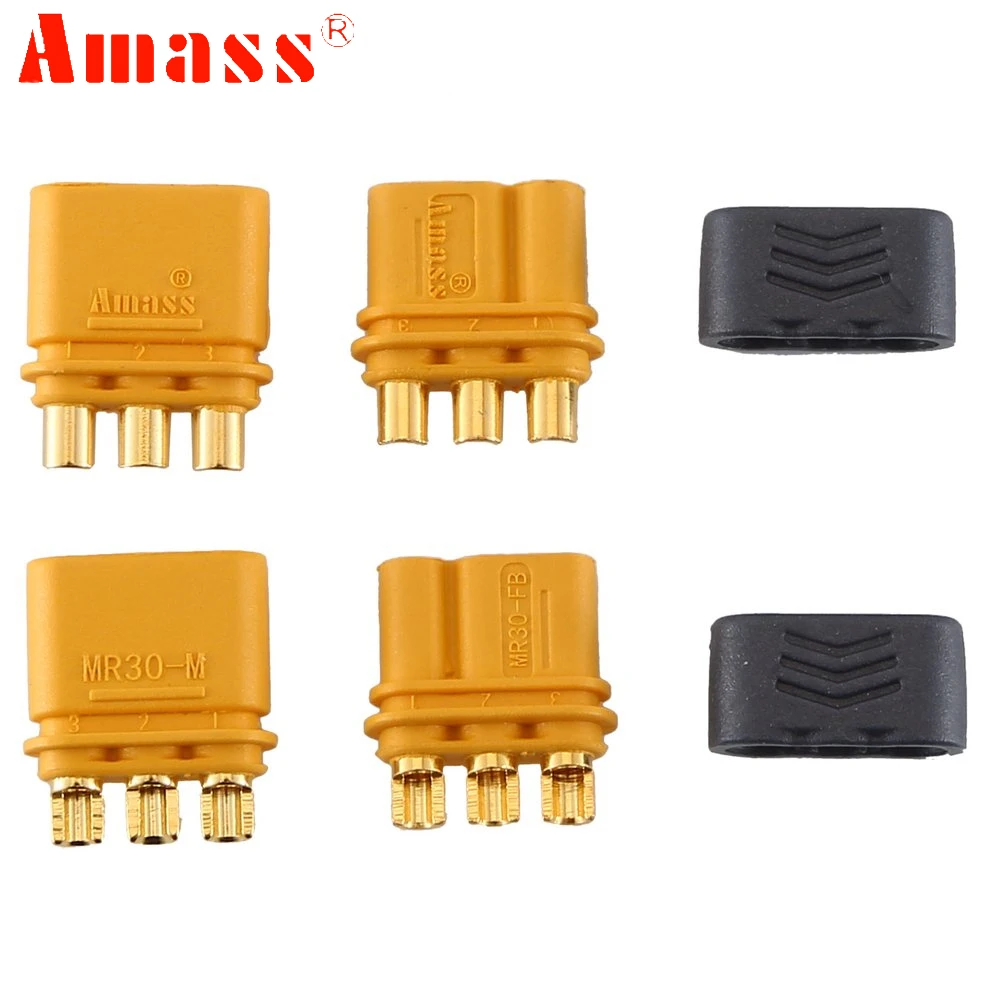 2 Cặp AMASS MR30 Nam Nữ Cổng Kết Nối Cắm Với Vỏ Bọc Cho RC Lipo Pin RC Multicopter Máy Bay