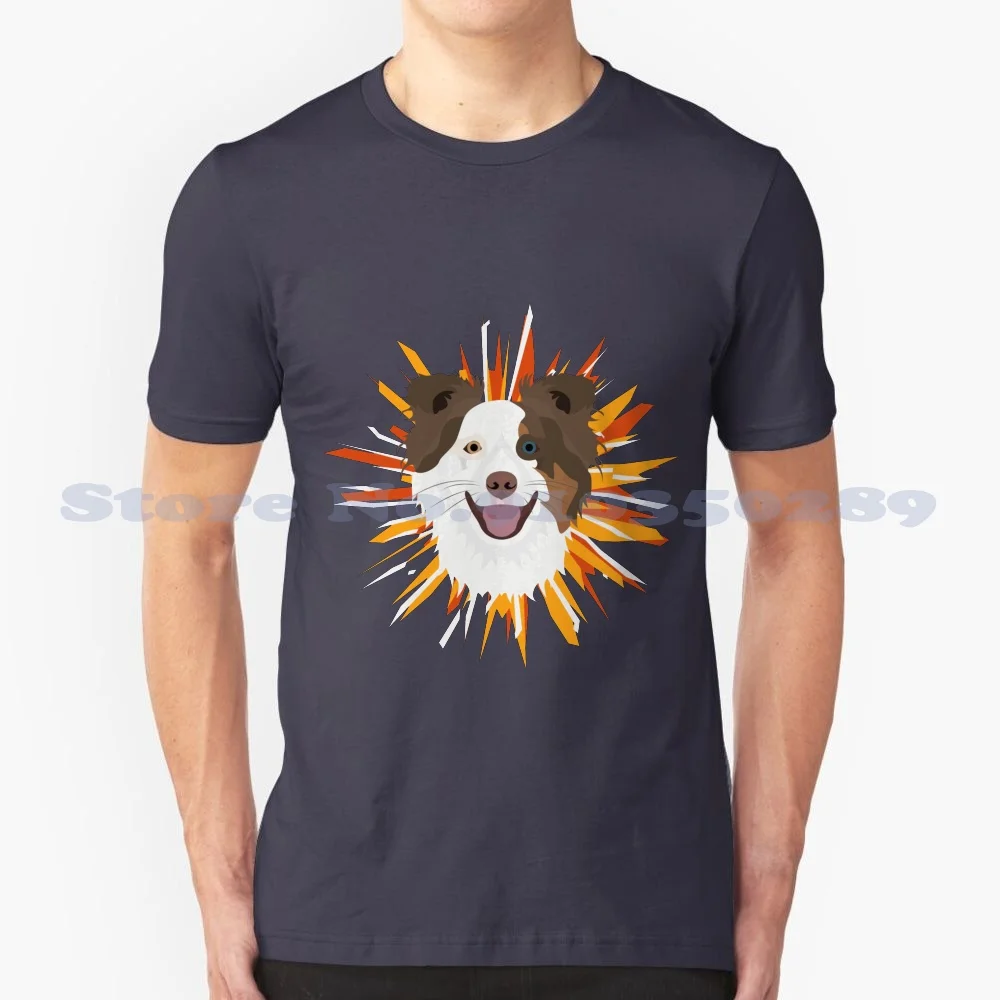 Dog With Fireworks 100% Cotton T-Shirt Domestic Dog Guard Dog Fireworks Rocket New Years Eve Happy New Year Holidays Family