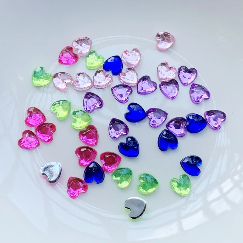 100pcs 6mm heart acrylic rhinestone for DIY jewelry making accessories nail art decorations pink ab rhinestones nail supplies