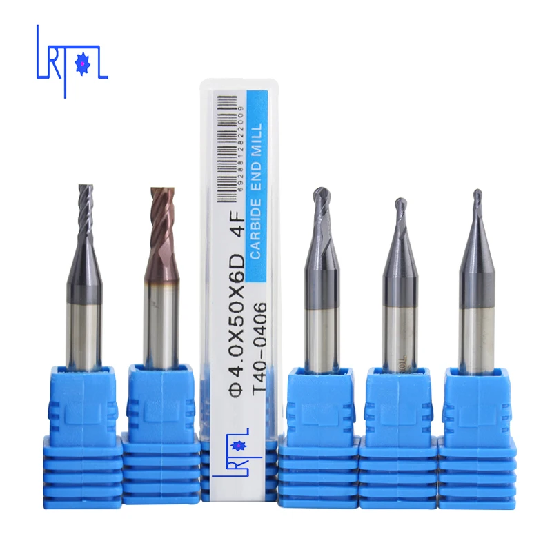 5PCS HRC50 2Flutes 6D*50mm Carbide end milling cutter,ball nose end mill for key machine locksmith tools cutter drill bits