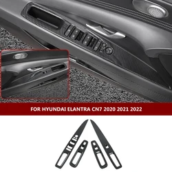 For Hyundai Elantra CN7 2021 2022 2023 2024 ABS Carbon Fiber Inner Door Handle Bowl Cover Glass Lift Door Panel Car Accessories