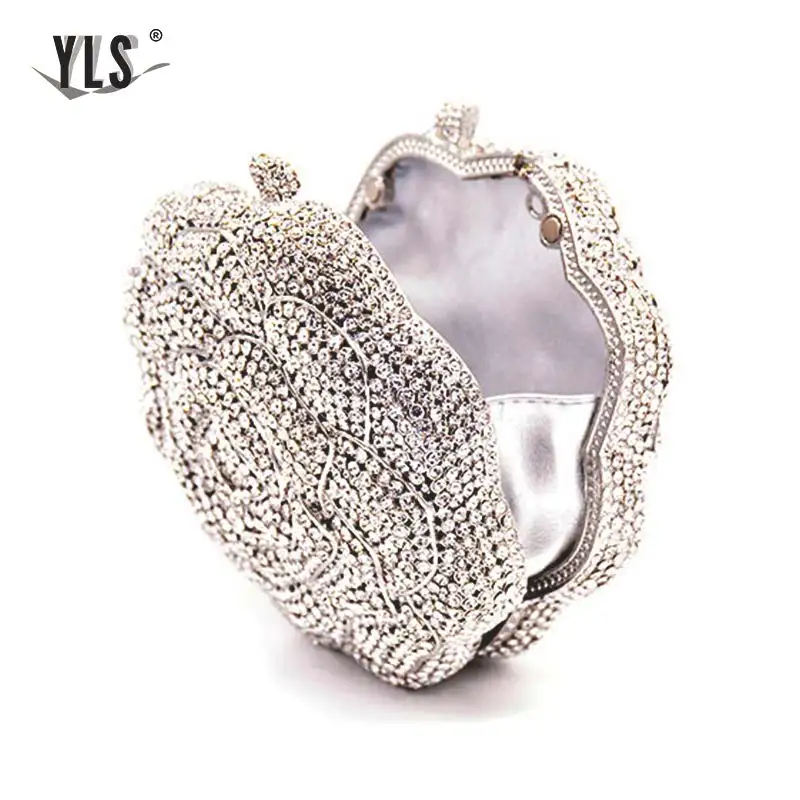 3D Flower Shape Diamond Purse Luxury Silver Handbags Women Designer Rhinestones Evening Party Bag Bolso Mujer 2019 New