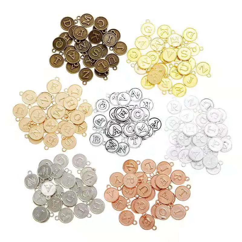 26pcs/Lot A-Z Letter Charms Pendants For DIY  Jewelry Making 7 Colors Available