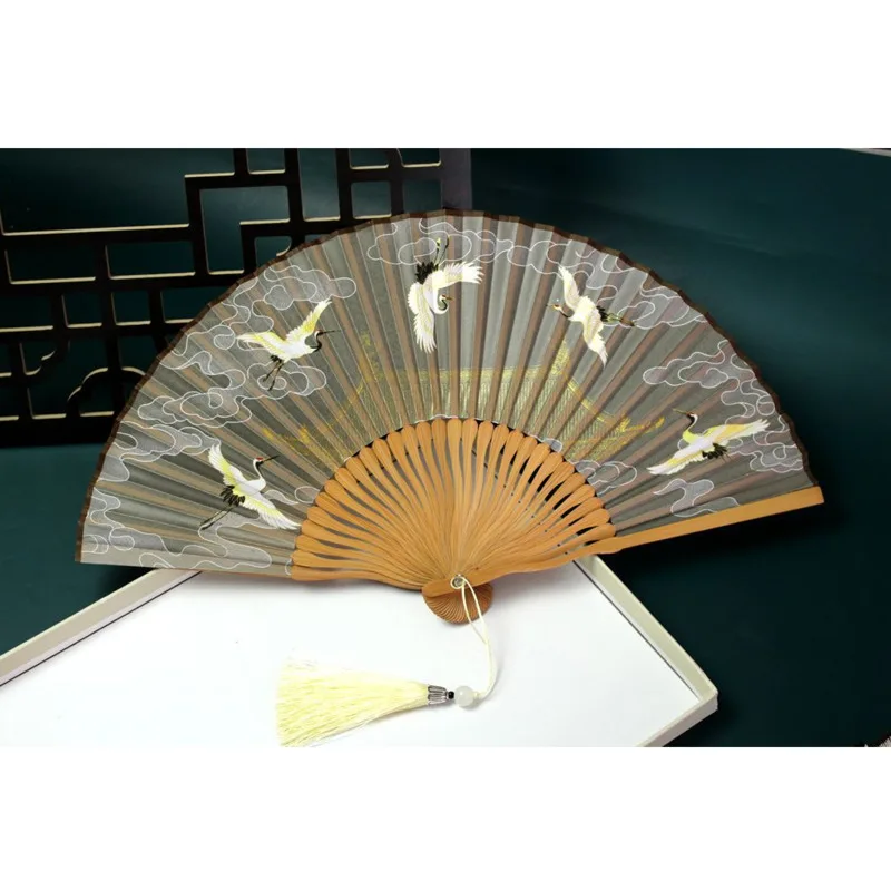 Canzone Huizong gru di buon auspicio Ruihe ventaglio pieghevole Hanfu cinese ventilatore portatile ventilatore pieghevole ventilatore fotografico