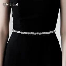 Efily Cintura da sposa con strass sottili di lusso Nastro da donna in cristallo luminoso Cintura da festa Accessori da sposa Abito da damigella d'onore