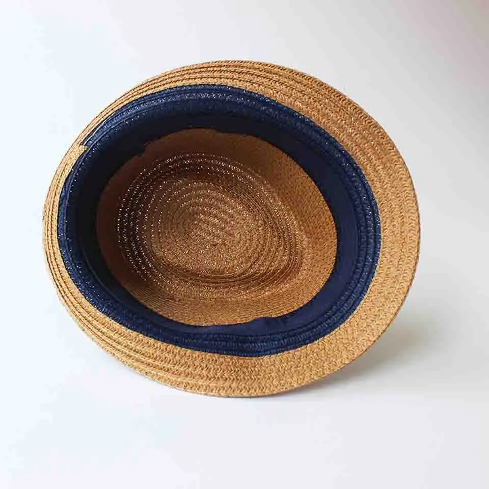 Summer Jazz Straw Hat Men Sun Cap Parent-child Beach Hat Hemp Rope Patchwork Striped Kids\' Straw Hat Mom And Baby Hats for Women