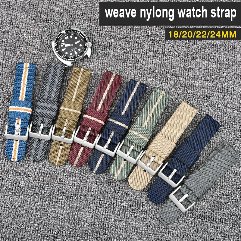 18mm 20mm 22mm 24mm Sports Weave Nylon Watch Band Women Men Wrist Watch Strap Quick Releas Fabric Watchband Bracelet