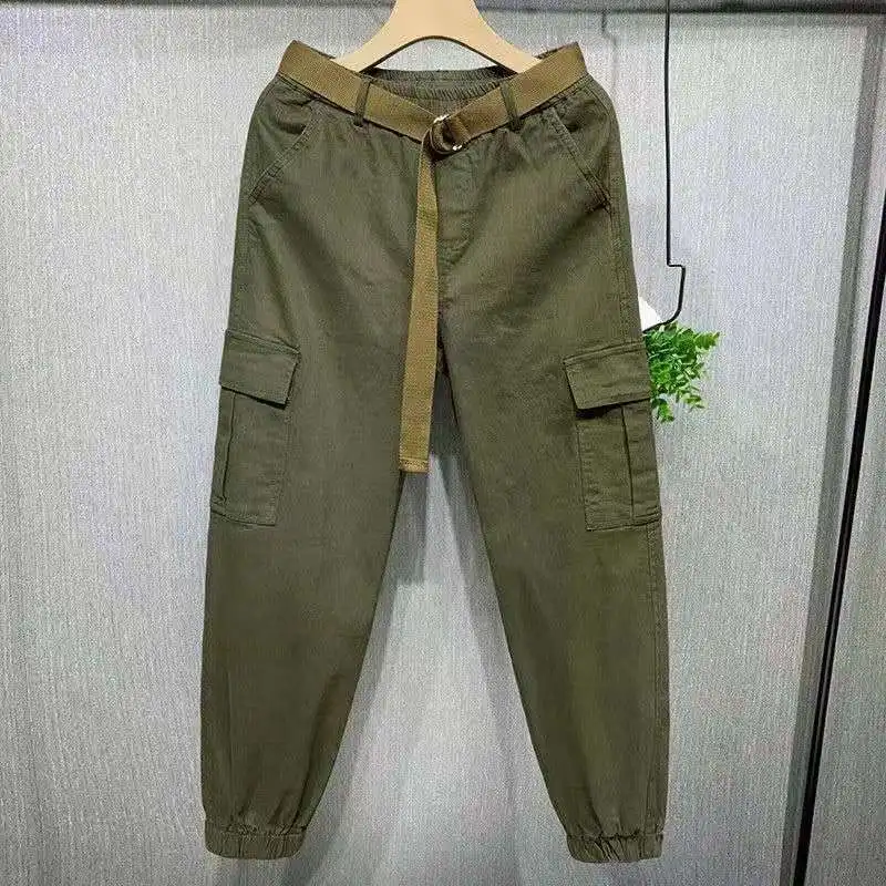 Streetwear Women Solid High Waist Cargo Pants Loose Sports Female Trousers Streetwear Harem Pants Baggy Ladies Pants Streetpants