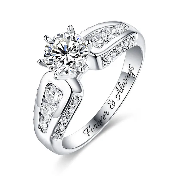 

Uonney Dropshipping Personalized Sterling Silver Women Custom Engagement Rings Promise CZ Ring For Birthday Gift Custom Stone