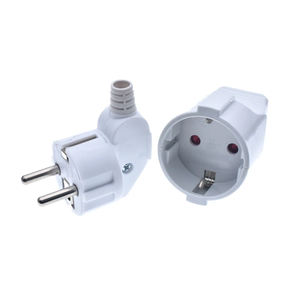 White 250v 16a french Russia Korea German EU Schuko Plug power cord wired cable Socket Male Female Assembly Receptacle connector