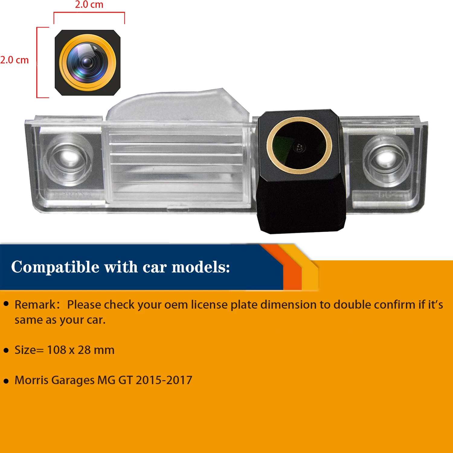 HD 1280*720p Rear View Night vision Camera for Morris Garages MG GT 2015-2017,Misayaee Reversing Backup Waterproof Camera