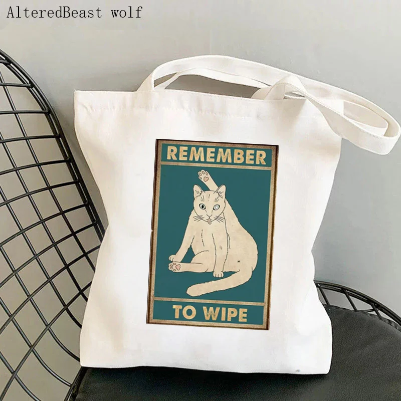 Women Shopper bag Cat,And She Lived Happily Ever After Bag Harajuku Shopping Canvas Shopper girl handbag Tote Shoulder Lady Bag