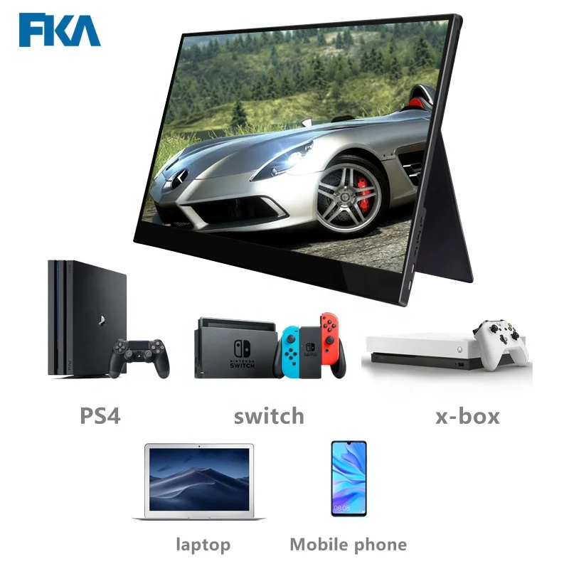 ポータブルゲーミングモニター,15.6インチIPSタッチスクリーン,4K,タイプC,ラップトップ用