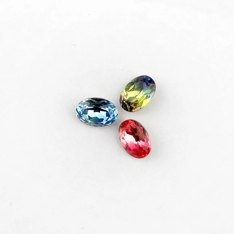 10x14mm Multicolor Oval Shape Tourmaline Rhinestones Glue on Strass Crystal Stones for DIY Craft Scrapbooking Decoration