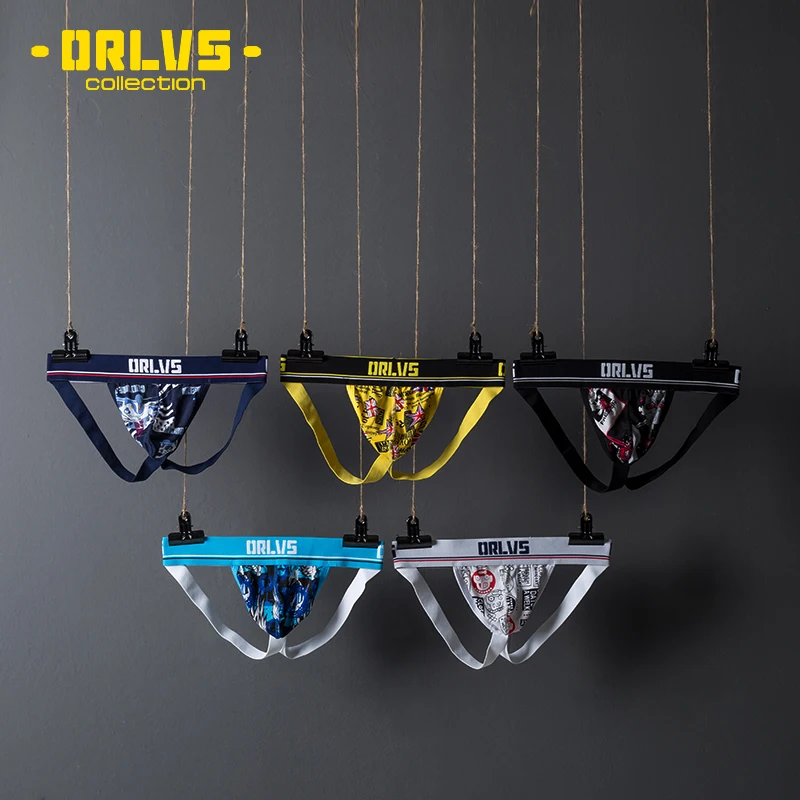 ORLVS – Slip Sexy pour hommes, Jockstrap, strings pour Gay, sous-vêtements pour hommes, pochette en coton, culotte en maille