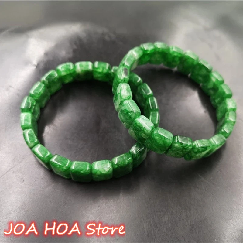 Natural Green Hand Carved Jade Fashion Boutique Jewelry Emerald Bracelet