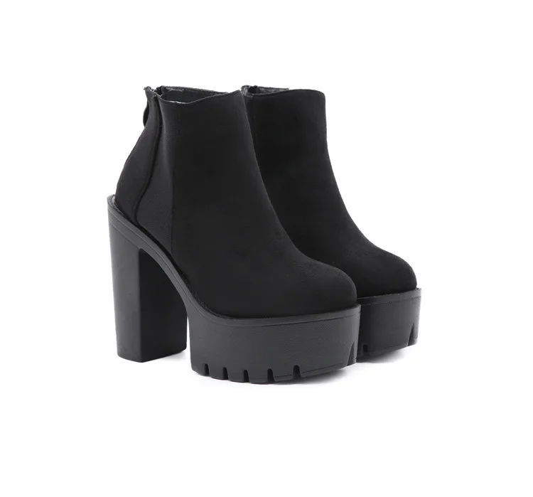Autumn Fashion sexy round toe female boots Ankel Boots Women High heels Platform Shoes Wedges High Heels Black Women Boots image 3