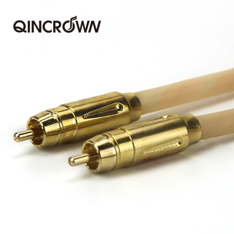 Par Doble Oro rca Cable de Audio 2RCA a 2RCA enchufe de Audio reproductor de CD de alta fidelidad conecta amplificador a cable de altavoz