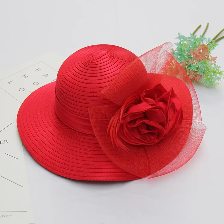 GOHYPDUG Royal Wedding Hats for Women Elegant Headwear Hair Accessories Handmade Flowers Cap Flower Feather Hat