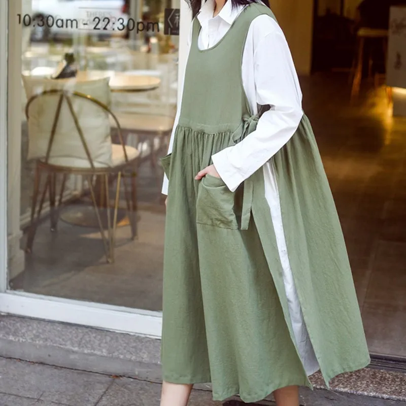 Long Cotton Apron Florist Artist Painter Craft Flower Shop Work Wear Waitress Cafe Barista Pastry Chef Catering Uniform E87