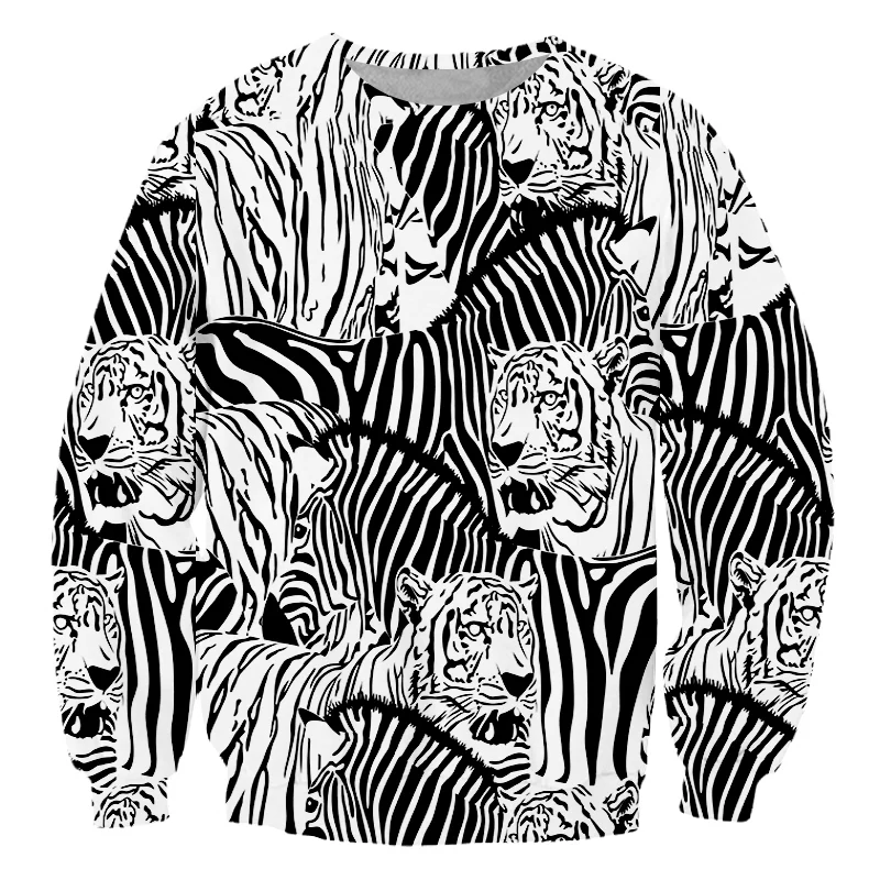 

LCFA Fashion Tiger Zebra Animal Autumn Spring Men/Women Pullover Hooded Shirt Casual 3D Printed Sweatshirt Dropship Oversized