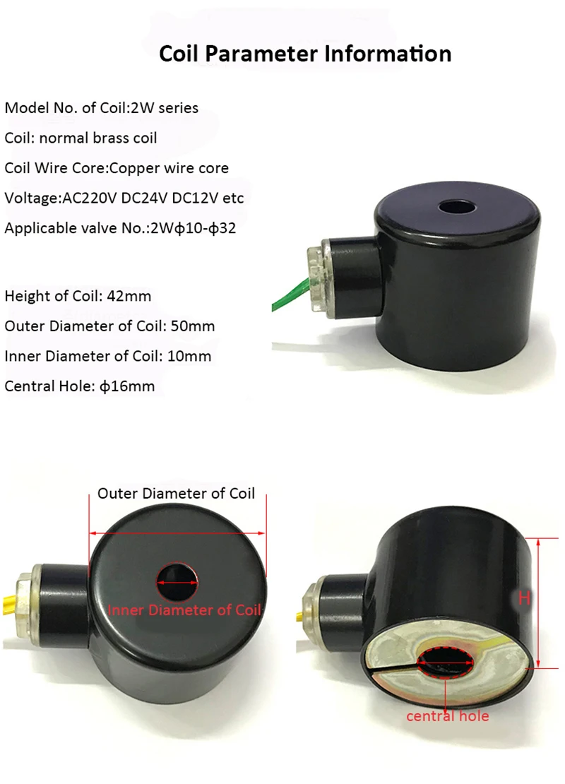 Magnetventil spule 2W Normal geschlossen Alle kupfer energiesparende DN10-32 380VAC 240VAC 220VAC 120VAC 110VAC 24VAC 24VDC 12VDC – Detail 1