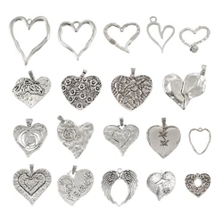 Fashion Jewelry Pendant Tibetan Silver Color Large Heart Charms Pendant For DIY Necklace Jewelry Making Findings Crafts