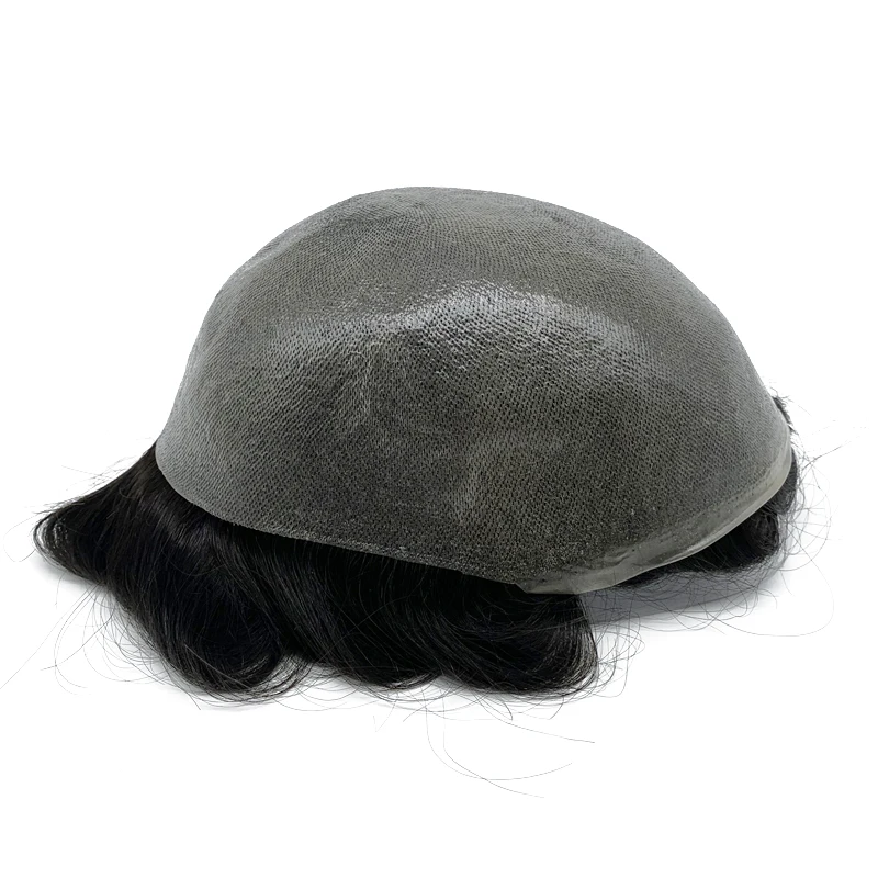 Men Hair Toupee Thick Thickness Kontted Capillary Prosthesis Pu Men's Wig 100% Human Hair System For Man