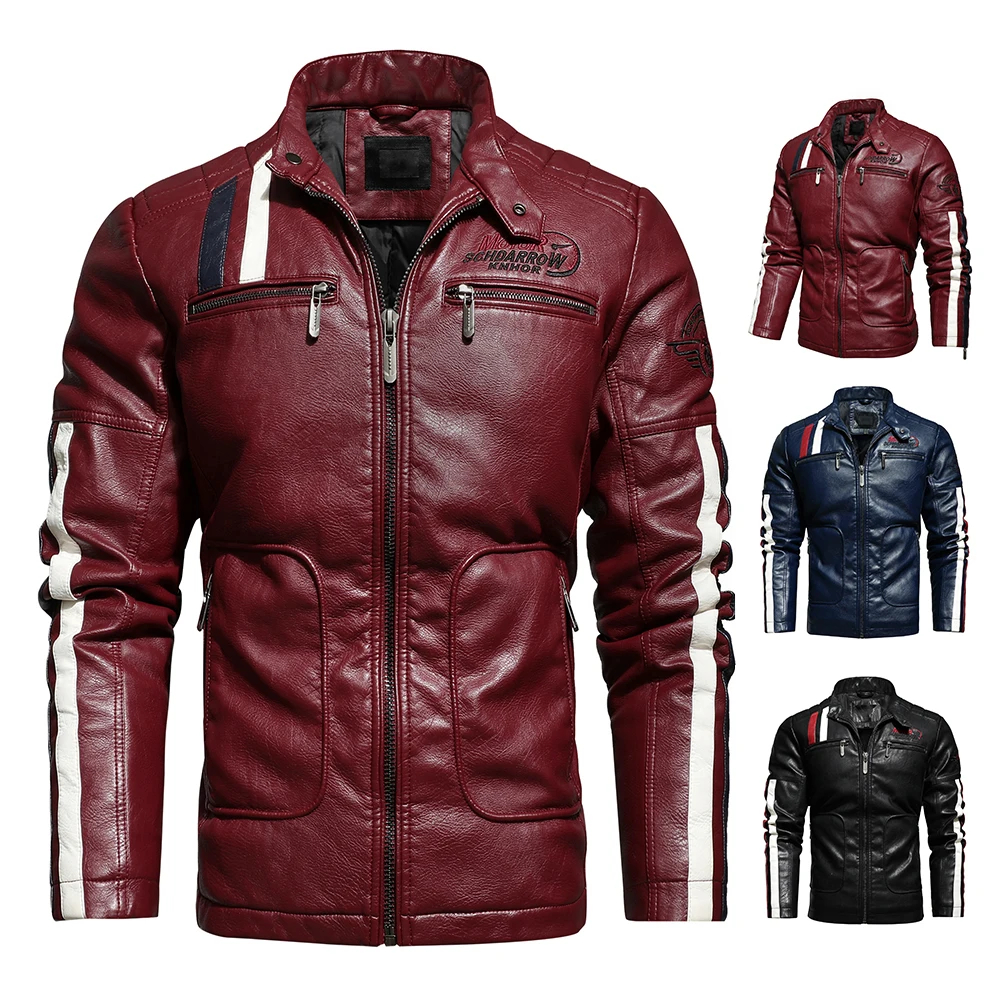 

Men Leather Jacket 2023 New Winter Waterproof Biker Jacket Coat Plus Cotton Warm Leather Men Wind-Resistant Pu Motorcycle Jacket