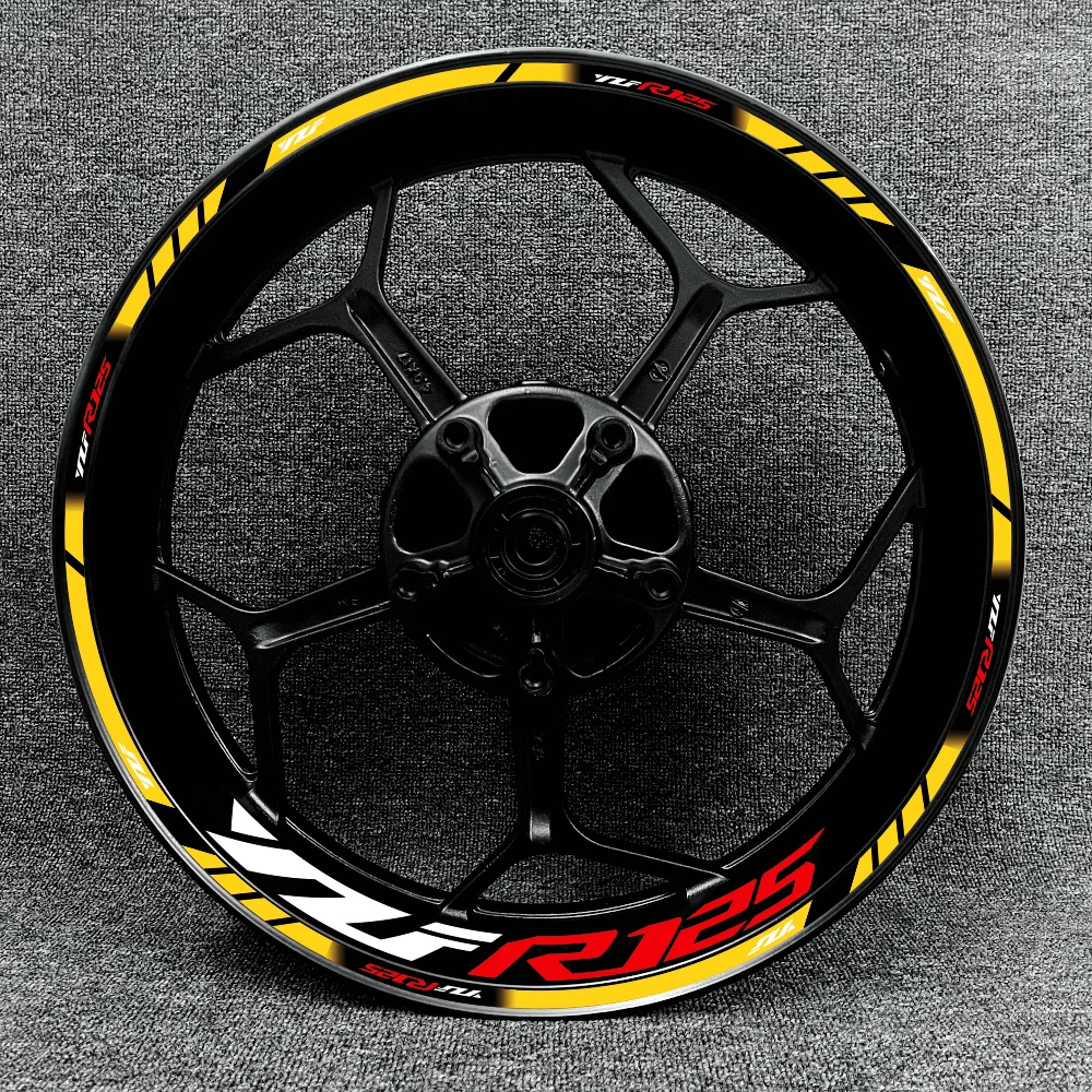 For Yamaha YZF R125 Motorcycle Logo 17 Inch Inner And Outer Wheel Rim Hub Decal Decoration Waterproof High Reflective Sticker