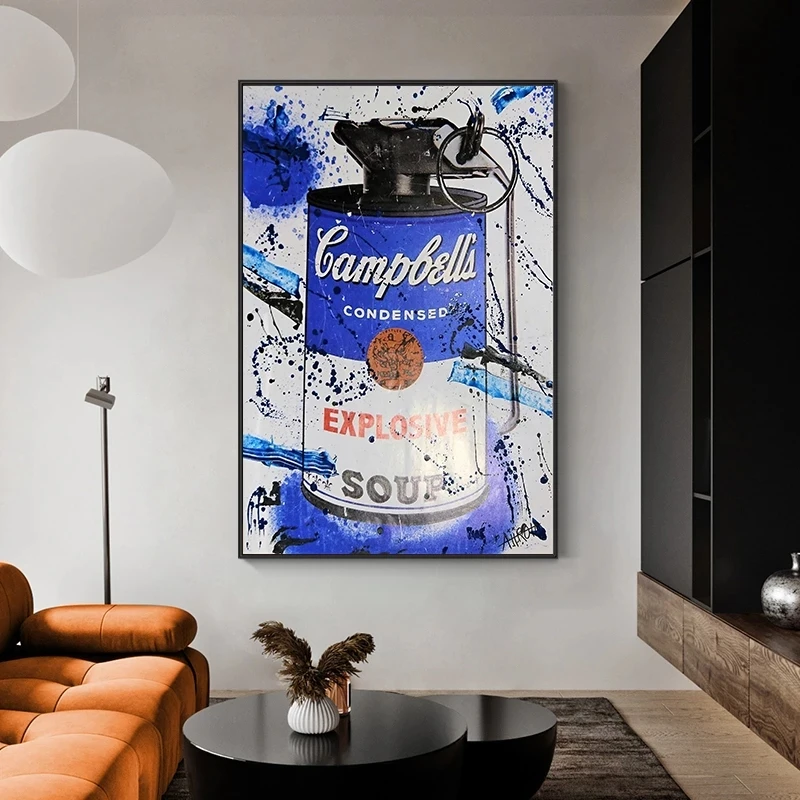 Graffiti-Kunst, Kondensierte Suppe, Leinwandgemälde, Straßenkunst, Poster und Drucke, Wandkunst, Bilder, Cuadros für Wohnzimmer, Heimdekoration