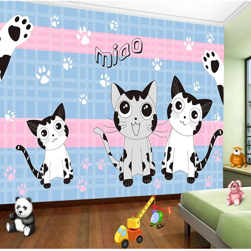 

Custom Self-adhesive Photo Wallpaper 3D Cute Cartoon Animal Children's Bedroom Background Wall Sticker Papel De Parede 3D Sala