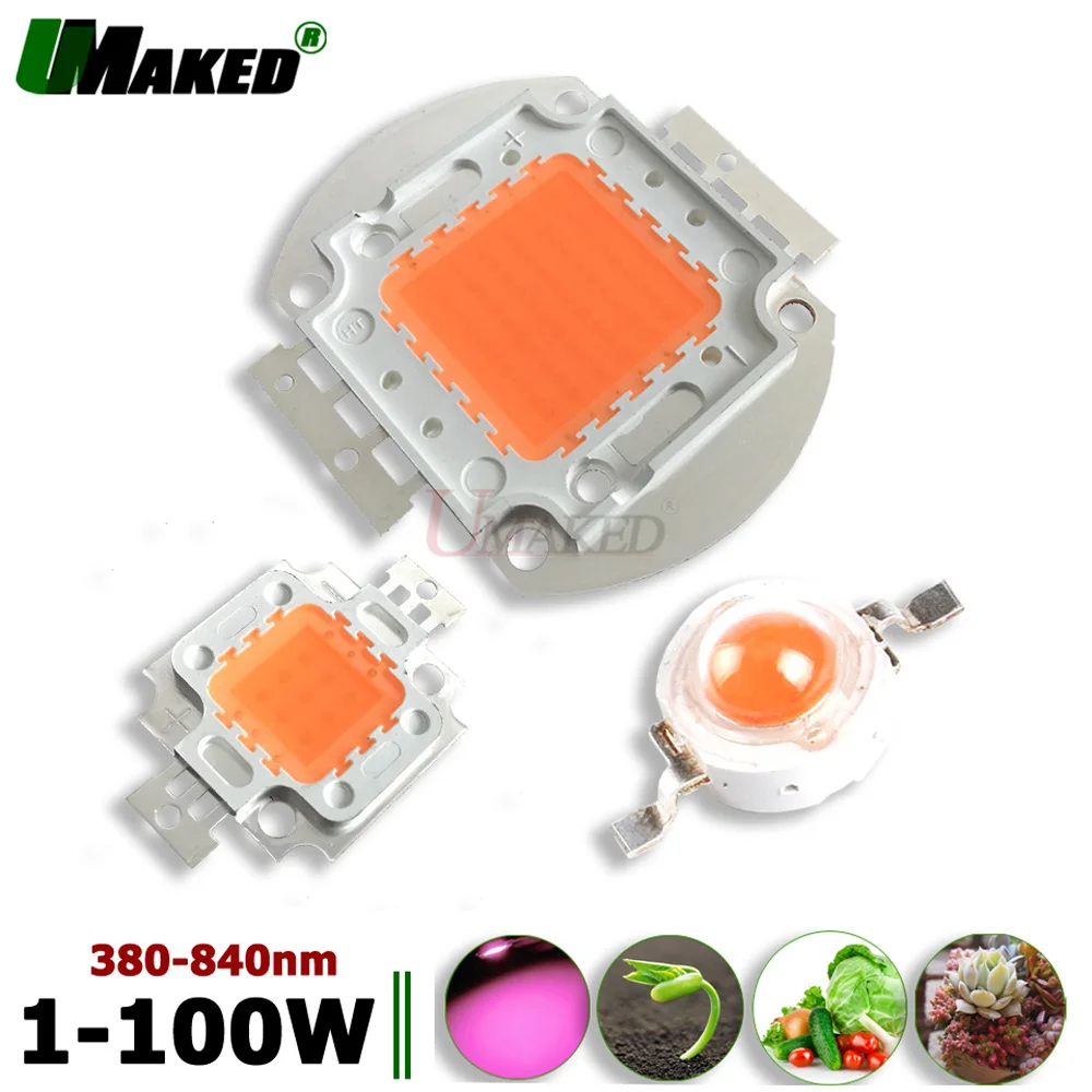 1/10pc High Power Grow light LED Chip 1/3W 5/10W 20W 30W 50W 100 Full Spectrum380-840nm Aquarium/Plant Bulb Lamp SMD COB Diodes