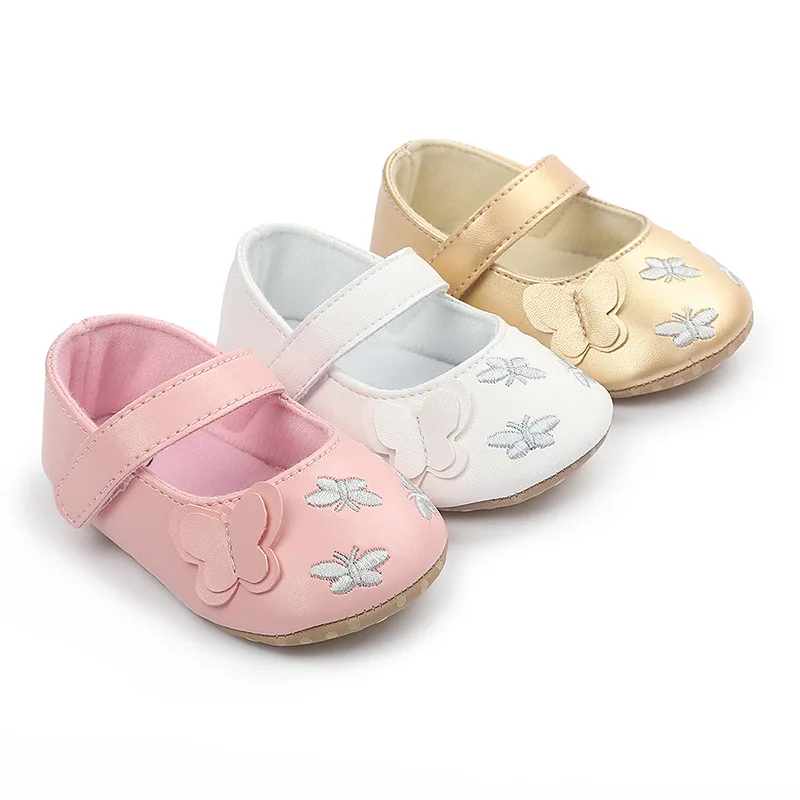 

2021 New Spring Autumn First Walkers Toddler Baby Girls Butterfly Shoes PU Leather Shoes Soft Sole Crib Shoes 0-18M