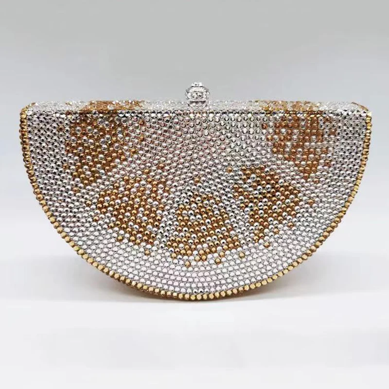 Fashion Crystal Evening Bags Orange Fruit watermelon Clutch Bags Luxury Diamond Party Handbags Wedding Purse