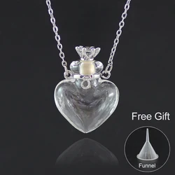 1PC Glass Heart Vial Cremation Pendant Necklace Ash Case Holder Keepsake Necklace Memorial Jewelry Urn Necklace for Ash
