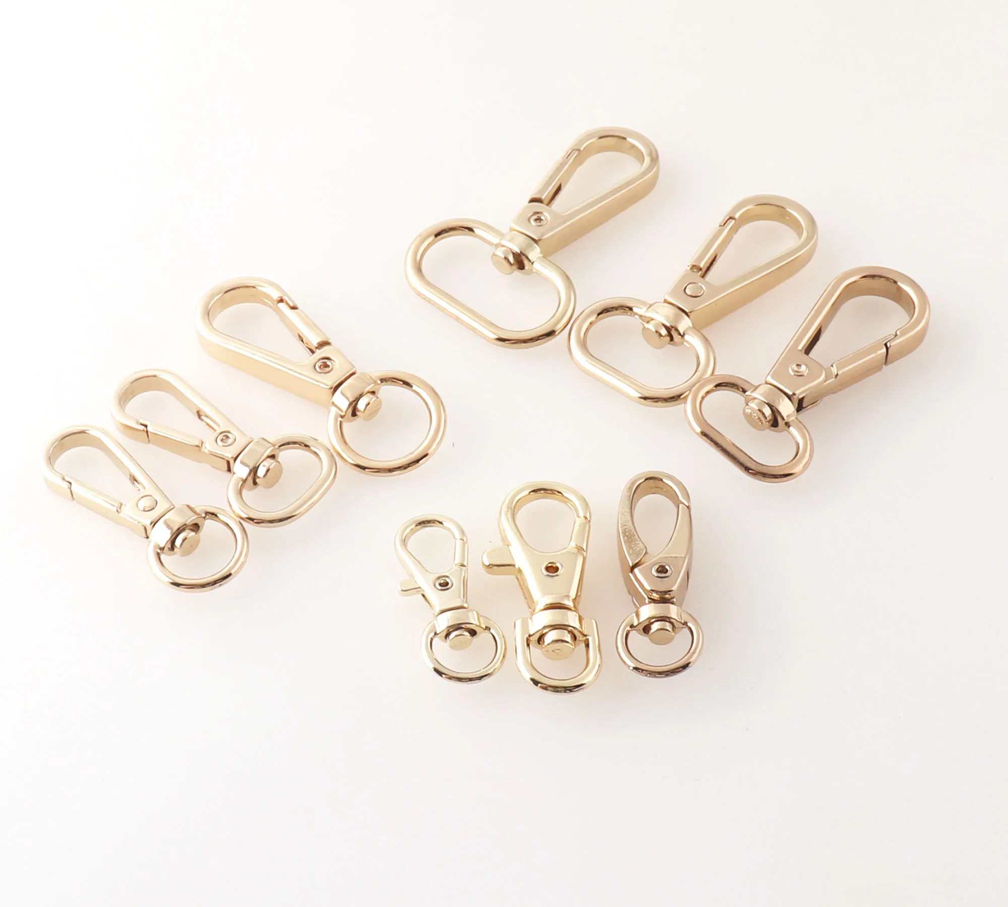 10 PCS Lobster Swivel Clasps Pale Gold Hook Clasps Carabiner Snap,Buckle Gate Bag Purse Strap Handbag Purse Hook-7mm-25mm