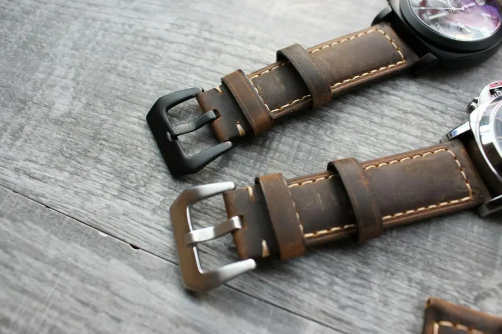 For Panerai Luminor Marina 22mm 24mm 26mm Brown Calf Leather Watch Strap Band