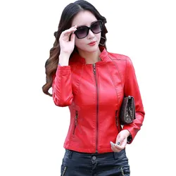 2024 Autumn PU Leather Jacket Women Fashion Black Motorcycle Short Jacket Faux Leather Coat Biker Soft Jackets Female Tops P559